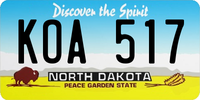 ND license plate KOA517