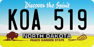 ND license plate KOA519