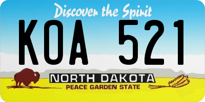 ND license plate KOA521