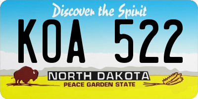 ND license plate KOA522