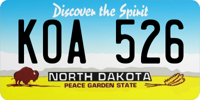 ND license plate KOA526