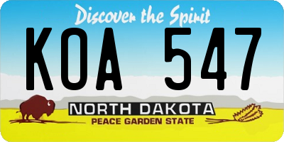 ND license plate KOA547