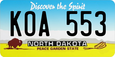 ND license plate KOA553