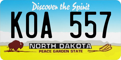 ND license plate KOA557