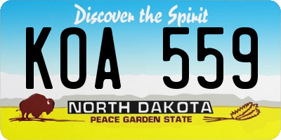 ND license plate KOA559