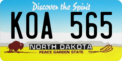 ND license plate KOA565