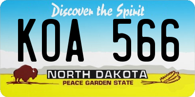 ND license plate KOA566