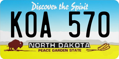ND license plate KOA570