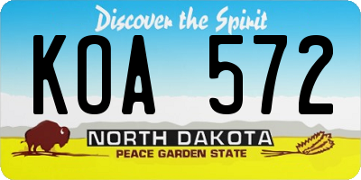 ND license plate KOA572