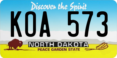 ND license plate KOA573