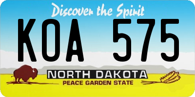 ND license plate KOA575