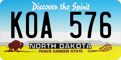 ND license plate KOA576