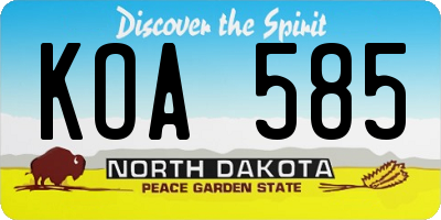 ND license plate KOA585