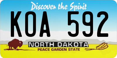 ND license plate KOA592