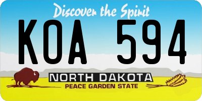 ND license plate KOA594