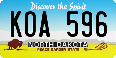 ND license plate KOA596