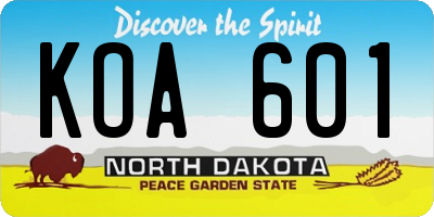 ND license plate KOA601