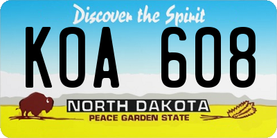 ND license plate KOA608