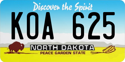 ND license plate KOA625