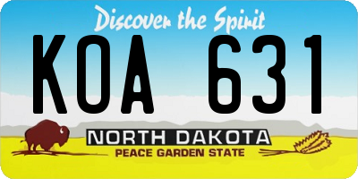 ND license plate KOA631
