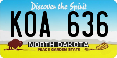ND license plate KOA636