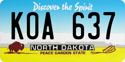 ND license plate KOA637