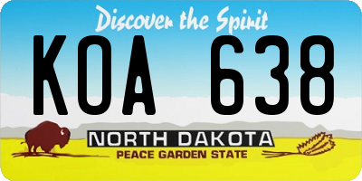 ND license plate KOA638
