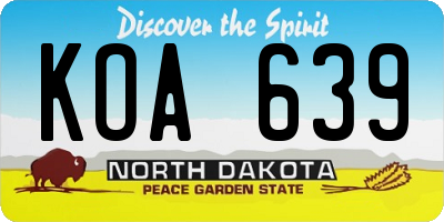 ND license plate KOA639