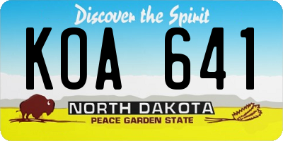 ND license plate KOA641