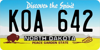 ND license plate KOA642