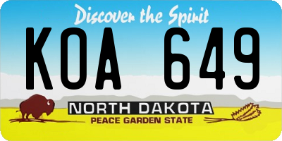 ND license plate KOA649
