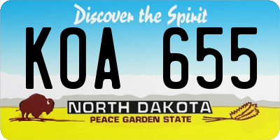 ND license plate KOA655