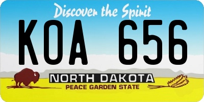 ND license plate KOA656