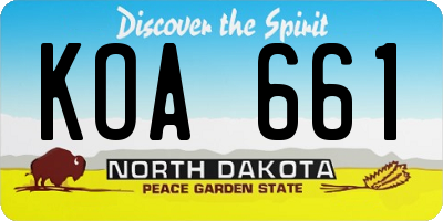 ND license plate KOA661