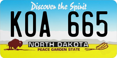 ND license plate KOA665