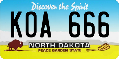 ND license plate KOA666
