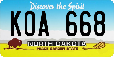 ND license plate KOA668