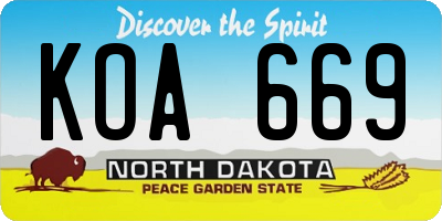 ND license plate KOA669