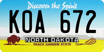 ND license plate KOA672