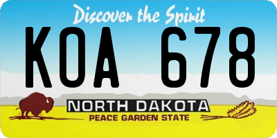 ND license plate KOA678