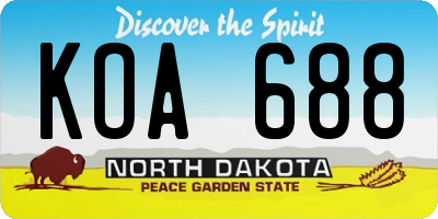 ND license plate KOA688