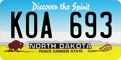 ND license plate KOA693