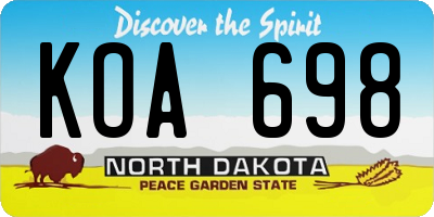 ND license plate KOA698