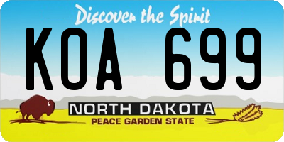 ND license plate KOA699