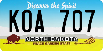 ND license plate KOA707
