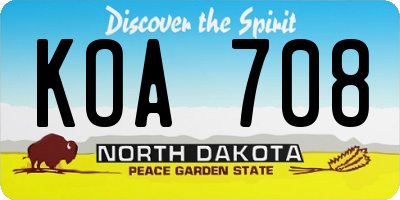 ND license plate KOA708