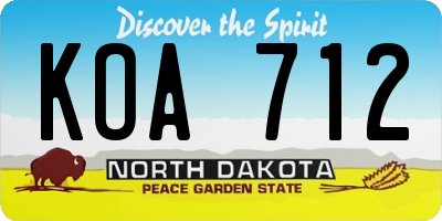 ND license plate KOA712