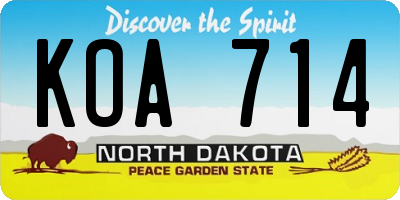 ND license plate KOA714