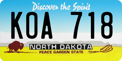 ND license plate KOA718