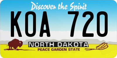 ND license plate KOA720